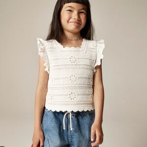 J. Crew Girls' Cream Crochet Ruffle Top